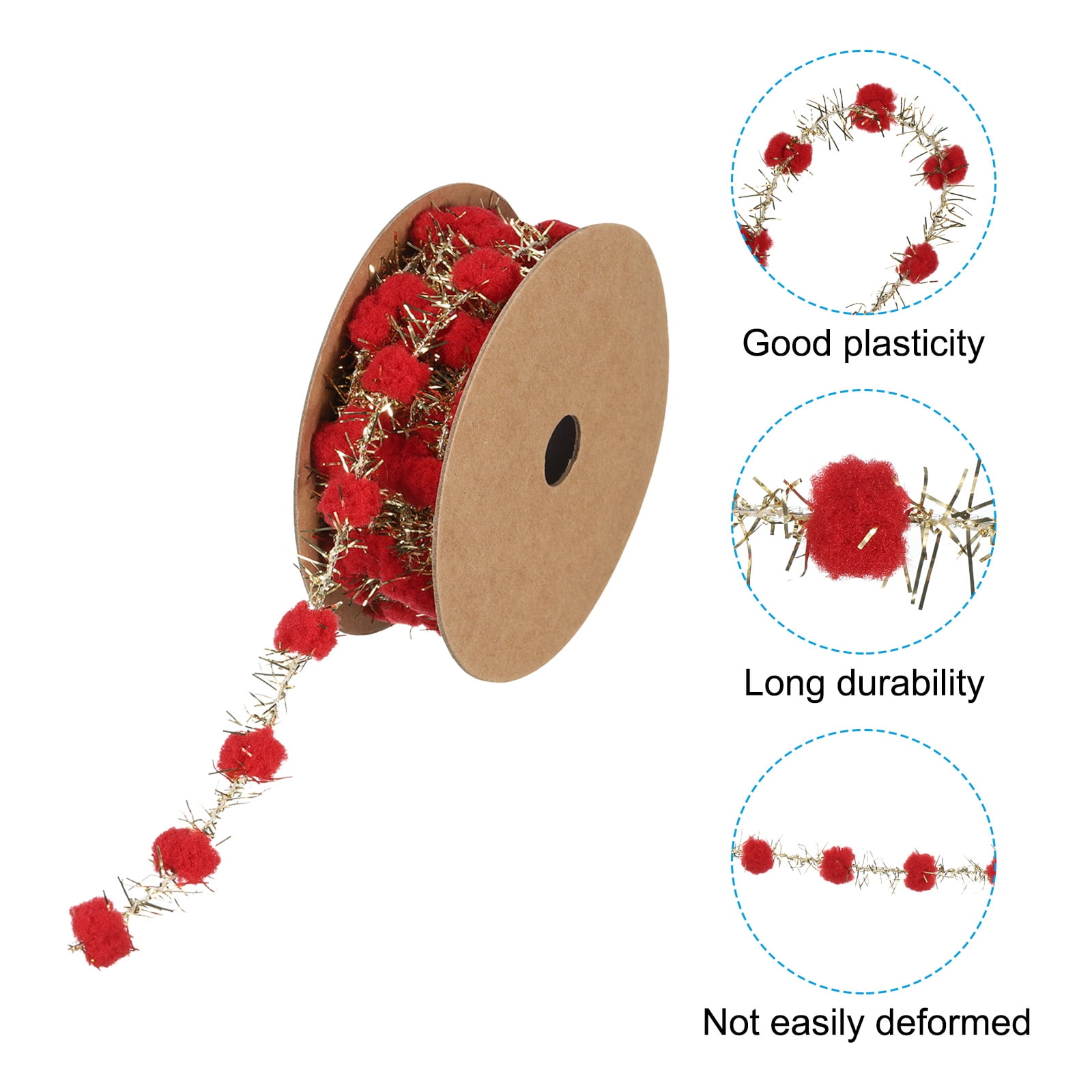 Uxcell 3 Yard Pom Pom Wire Ribbon, Ball String Trim Ribbon with