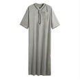 thumbnail image 5 of Mens Kaftan Thobe Casual Short Sleeve Robe Tunic V Neck Mens Muslim Clothing Grey Kaftan, 5 of 5