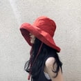 thumbnail image 2 of Sombrero de pescador de ala grande para mujer, sombrilla de verano para exteriores, sombrero de protección solar, sombrero de sol plegable que combina con todo de estilo coreano, gorro de lavabo rojo, 2 of 5