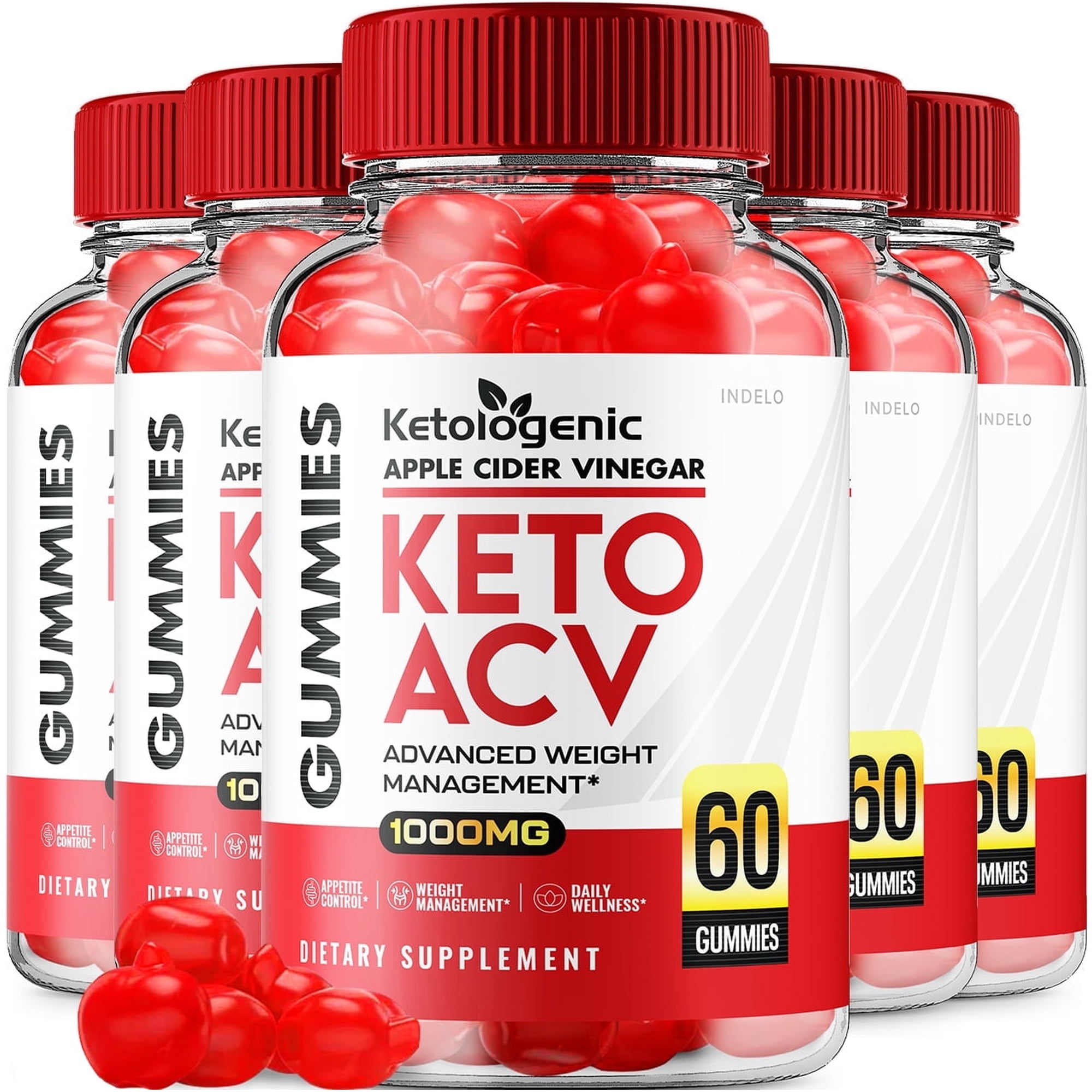 (5 Pack) Ketologenic ACV Keto Gummies Advanced Weight Loss, Ketologenic Keto Apple Cider Vinegar Gummies 1000MG, Ketologenic Keto+ACV Folic Acid Vitamin B12 (300 Gummies)