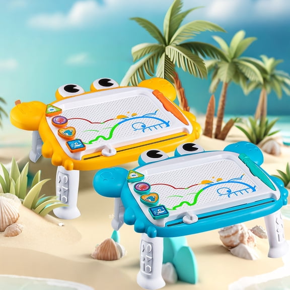 Oefntac Drawing Board Crab Magnetic Drawing Board Writing Tablet Educational Sketchpad Reusable Graffiti Early Learning Large Stand Support 14in Blue Yellow