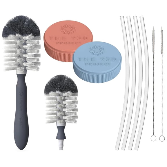 The 730 Project Toddler Cup Accessory Pack, 10-Piece, Includes 4 Straws, 2 Lids, Bottle Brush, and Cleaner Brush