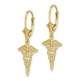 thumbnail image 3 of Auriga Fine Jewelry 14K Yellow Gold Caduceus Dangle Earrings for Women (L- 33.6mm, W-12.83mm), 3 of 6