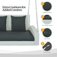 thumbnail image 6 of SEGMART 2 Person Wicker Hanging Porch Swing, Front Porch Swing Outdoor Chair with Soft Cushions and 2 Rustproof Steel Chains, Rattan Swing Bench for Deck, Backyard, Garden, Gray, 6 of 8