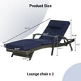 thumbnail image 5 of Outdoor Long Reclining Chair Set of 2,Wicker Lounge Chairs with Wicker Lounge Chairs with Cushions and Armrest,Reclining Lounge Chair Lawn Sunbathing Chairs Recliner Adjustable to 150°,Dark Blue, 5 of 11
