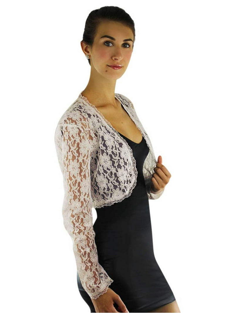 White Long Sleeve Dressy Lace Bolero Shrug Jacket Size Medium