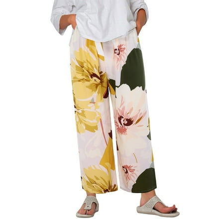 

ZMHEGW Women Pants Dressy Casual Pajama Comfort Printed Wide Leg Lounge Bow Elastic Waist Long Pj Bottoms Wide Leg Trousers Womens