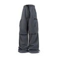 thumbnail image 3 of CONZONE Mens Baggy Cargo Pants Wide Leg Hiking Pants for Men Trendy Elastic Waist Drawstring Solid Outdoor Joggers Pant With Pockets, 3 of 3
