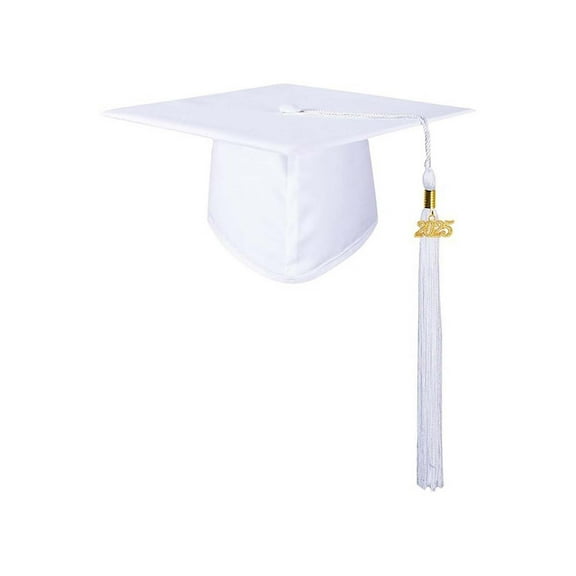 MIASHUI Graduation Cap with 2025 Tassel for Adults High School and College,White,One Size