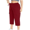 thumbnail image 3 of FAIWAD Cargo Pants Women Plus Size Dressy Stretch Loose Capris Lightweight Drawstring Quick Dry Joggers with Pockets, 3 of 9