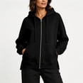 thumbnail image 4 of Iyufng Women's Full Zip Hoodie Jackets, Drawstring Long Sleeve Oversized Loose Hooded Sweatshirt Coat with Pockets for Fall Winter Casual Daily Outfits, 4 of 7