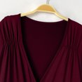thumbnail image 4 of Qiopertar Robe d'Été Unie à Manches Longues Col en V pour Femmes en Solde à Moins de 5$ en Solde, 4 of 8