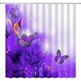 thumbnail image 1 of Flower Butterfly Shower Curtain Purple Butterflies Floral Dream Spring Blossom Plant Beautiful Animal Wings Nature Garden Scene Home Decor Fabric Bathroom Set with Hooks（70" Wx84 H）, 1 of 3