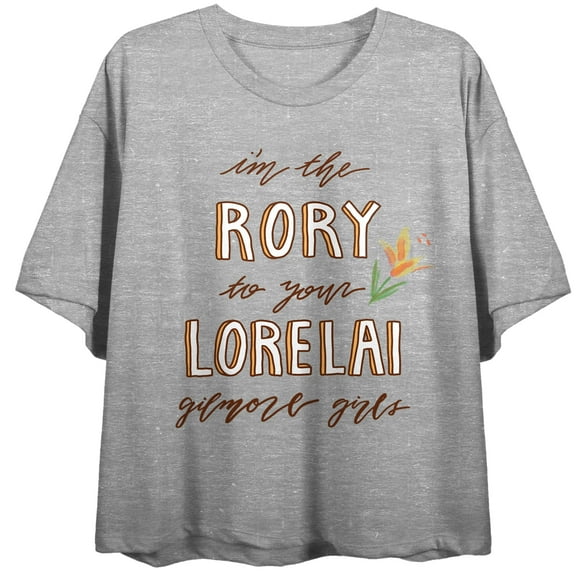 Gilmore Girls I'm the Rory to Your Lorelei Women's Gray Heather Short Sleeve Crew Neck Crop Tee-Medium