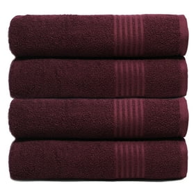 Trident Safe 4-Piece Super Soft, Cotton Rich, Highly Absorbent, Quick-Dry, Easy Care Solid Print Cotton Bath Towels, Fig San