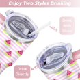thumbnail image 5 of 40oz Cute Watermelon Pattern Stainless Steel Flip Straw Tumbler Spill Proof Travel Cup Double Wall Vacuum Insulated Coffee Mug with Top Handle, 5 of 6