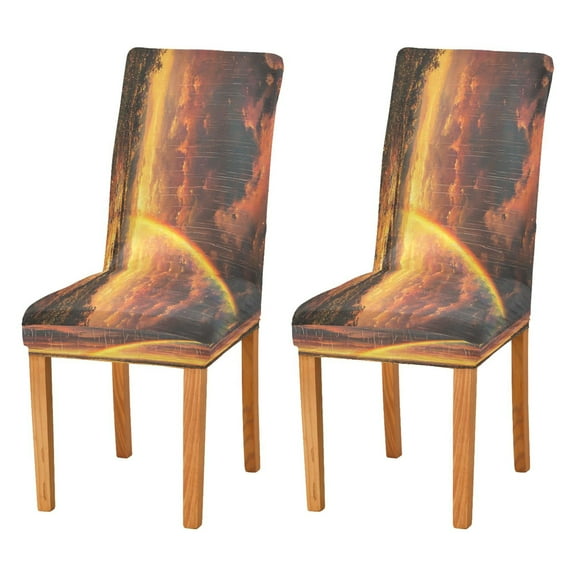 BZSMCE Chairs Slipcovers Dining Chair Covers Rainbow After Rain Creative Pattern