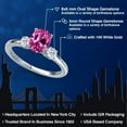 thumbnail image 2 of Gem Stone King 14K White Gold Pink Created Sapphire and White Topaz Engagement Ring for Women | 1.93 Cttw | Oval 8X6MM | Gemstone September Birthstone | Size 8, 2 of 6