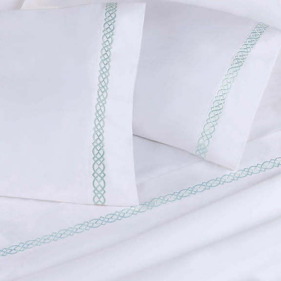 Superior Egyptian Cotton Embroidered Pillowcase Set, King, Blue