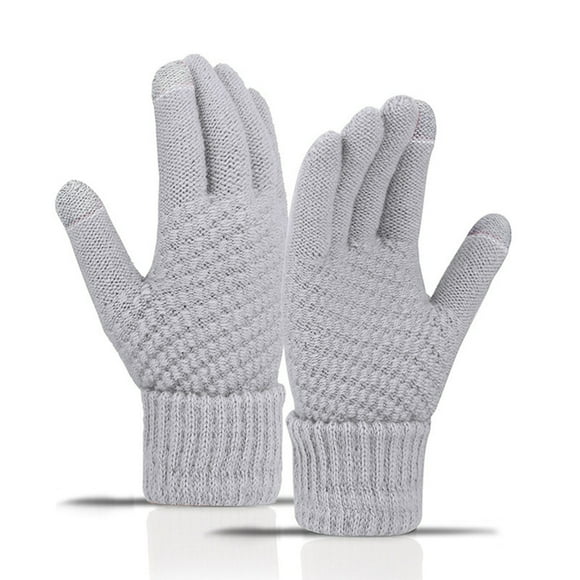 Women Winter Wool Warm Gloves Solid Color Fleece Knitted Cold Proof Gloves