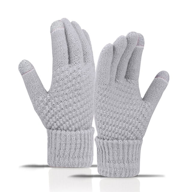 Women Winter Wool Warm Gloves Solid Color Fleece Knitted Cold Proof Gloves