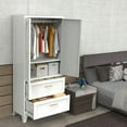 thumbnail image 3 of Kadyn 2 Door Armoire Wardrobe Closet with 2 Drawers, 70" Large Wardrobe Armoire with Gold Handle, Modern Wooden Armoire Storage with Hanging Rod for Bedroom, White, 3 of 13