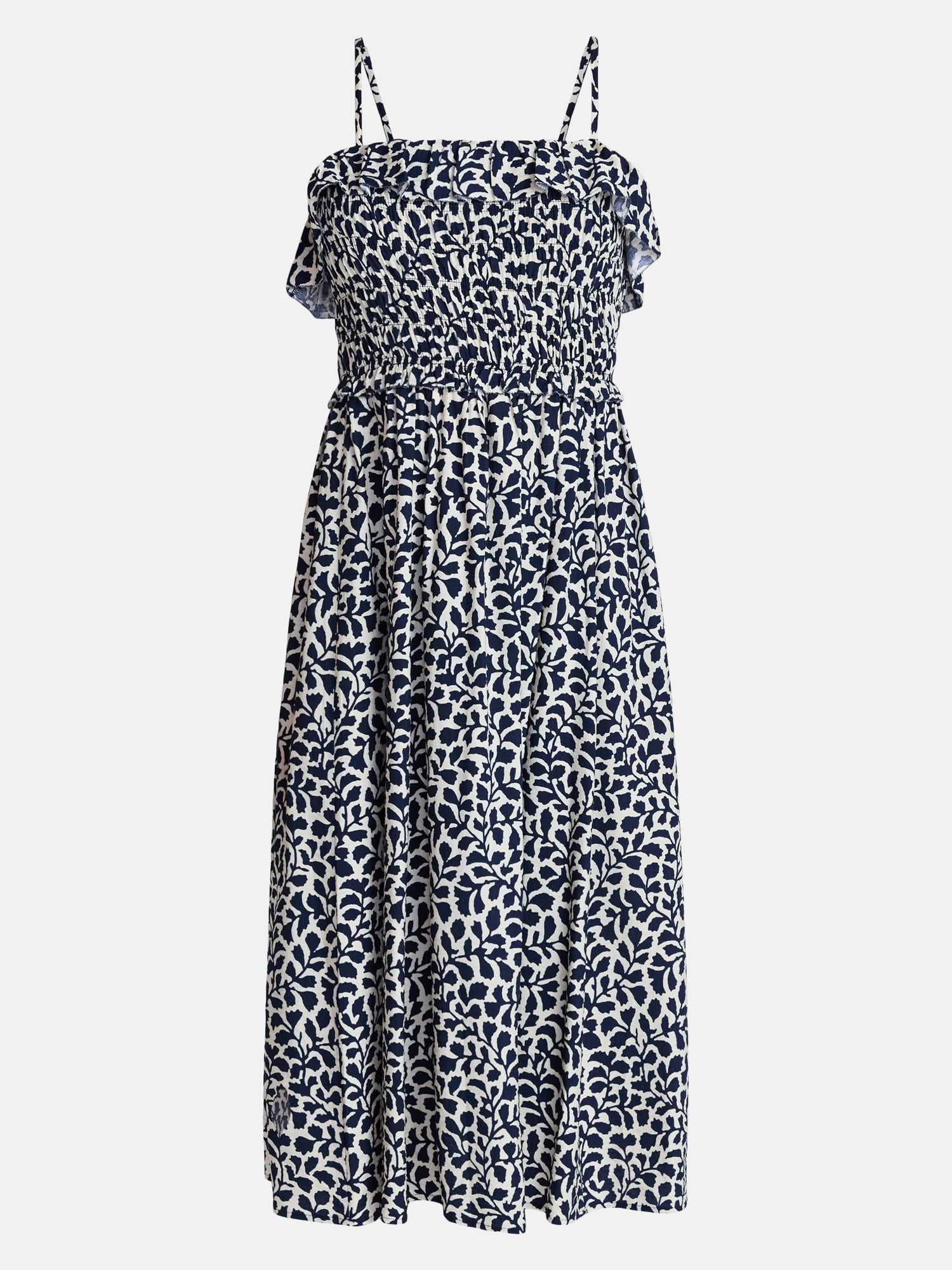 Time and Tru Women's Sleeveless Smocked Midi Dress, Sizes XS-XXXL