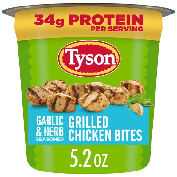 Tyson Garlic & Herb Seasoned Chicken Bites Cup, 5.2 oz (Frozen, Fully Cooked)
