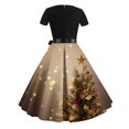 thumbnail image 3 of IROINNID Christmas T Shirt Dresses for Women Short Sleeve Crewneck Cocktail A-Line Dress Xmas Party Graphic Print Ugly Dress,Yellow, 3 of 3