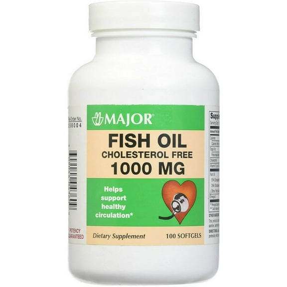 Major Fish Oil, Omega-3, 1000 mg. (Bottle of 100 Softgels)