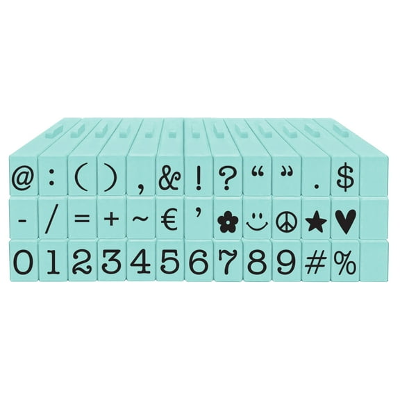 PEGZ Alphabet Stamps Clickable - Connectable American Typewriter Font Numbers & Symbols 39 Pc Medium Size