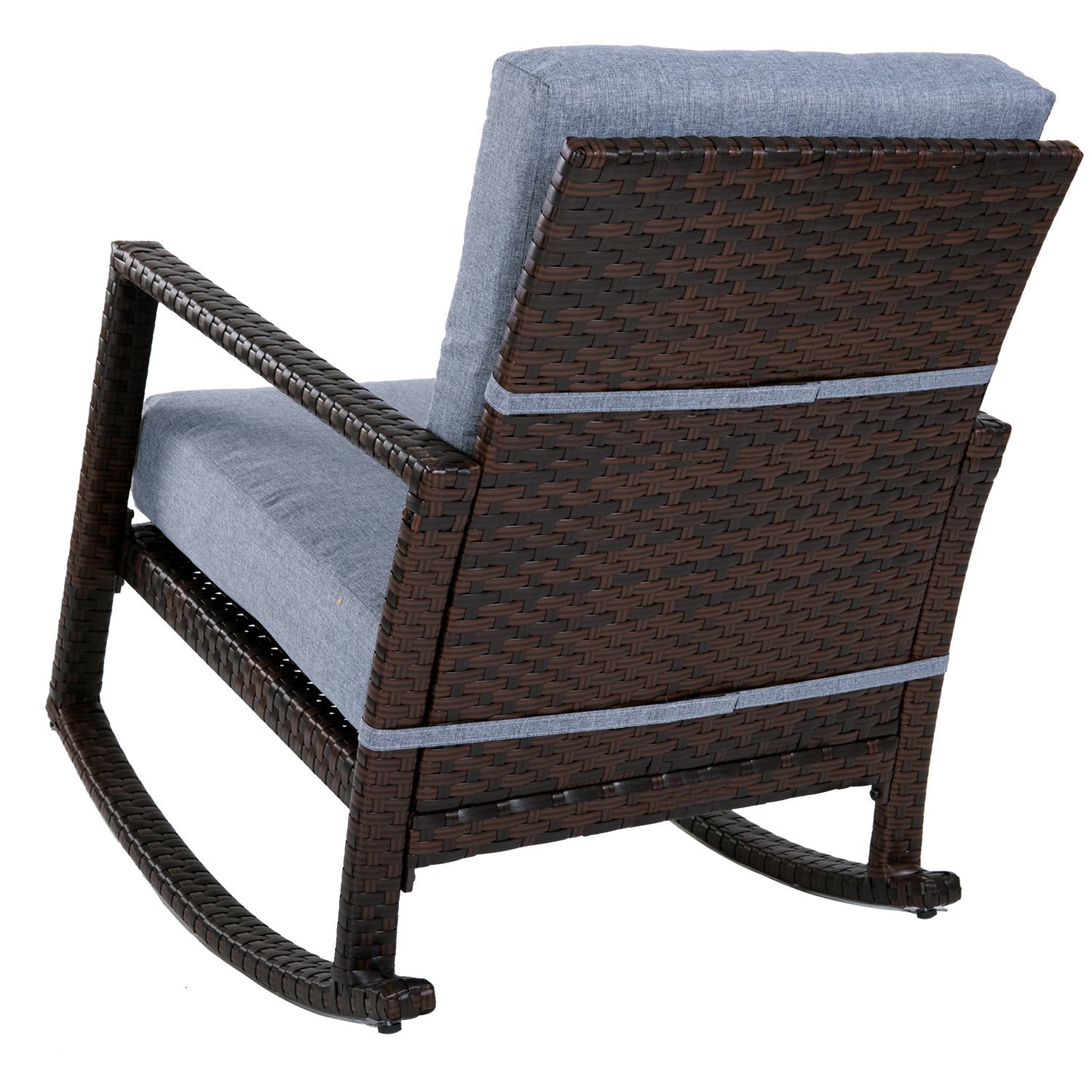 Merax Cushioned Rattan Rocker Chair Rocking Armchair Chair Outdoor Patio Glider Lounge Wicker Chair Furniture with Cushion - image 3 of 5