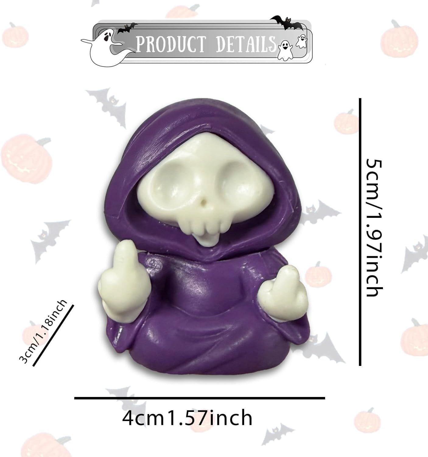 Glow-in-the-Dark Mini Ghost Figurine for Halloween Desk and Shelf Decor