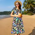 thumbnail image 4 of Honeii Colored Glass Print Women’s Short Sleeve Dress, Comfortable Casual Dress, Soft Polyester Spandex Blend, Stylish Everyday Wear for Summer, Perfect for Travel and Vacation, 4 of 6