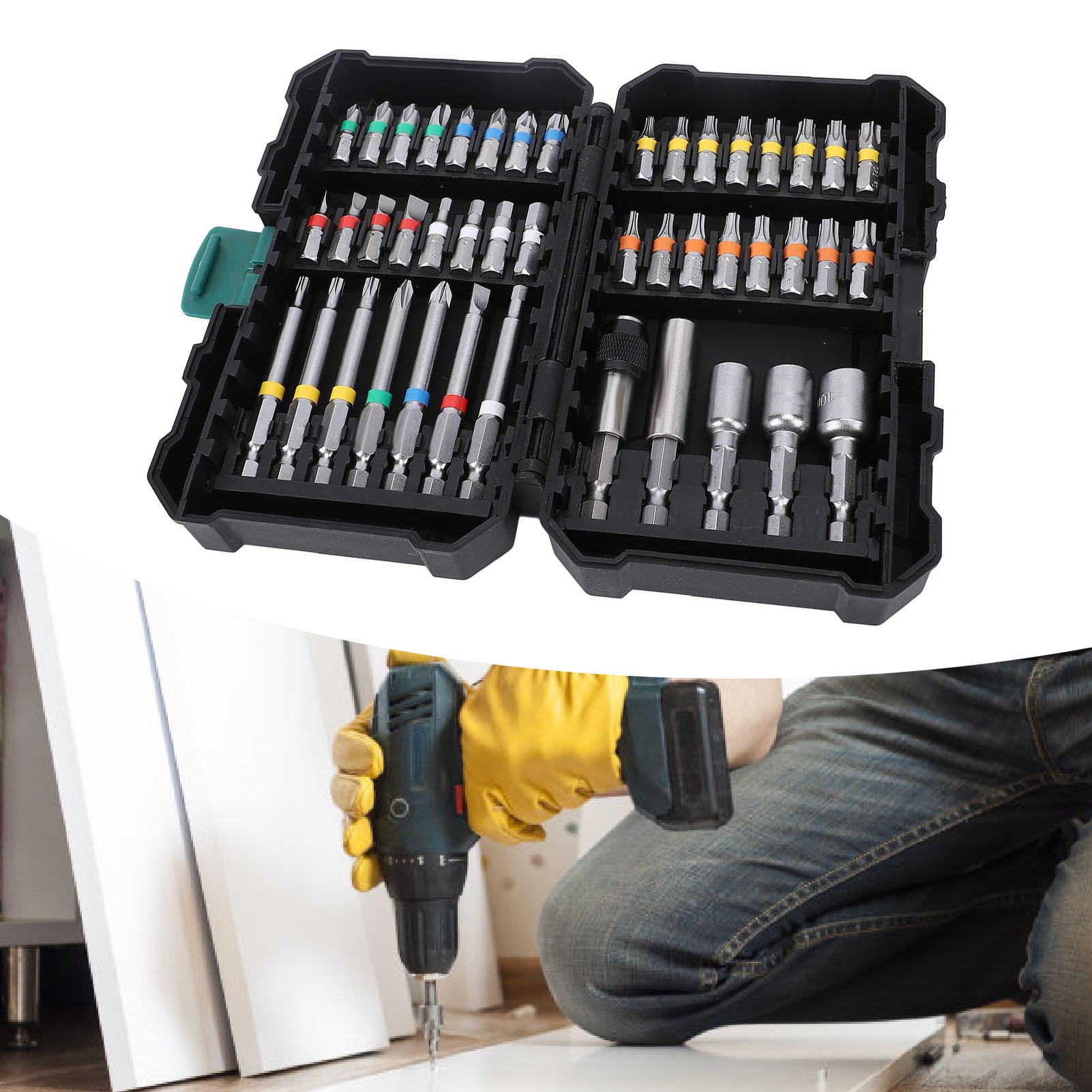 Yajisi 44‑Piece Impact Driver Bit Set – Alloy Steel, High‑Torsion, Magnetic, Color‑Coded, Universal 1/4" Drill & Driver Compatible