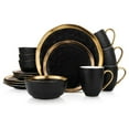 thumbnail image 1 of Stone Lain Florian Porcelain 16 Piece Dinnerware Set, Service for 4, Black, 1 of 9