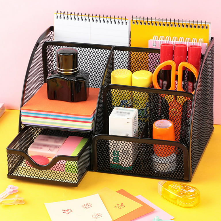 SUWHWEA Pen Holder Mesh Pencil Holder, Desk Organizers With 7 Compartments  For Pens, Markers, Scissors And Other Stationery, Pen Holder For Home  School Office Supplies On Clearance Great Gifts 