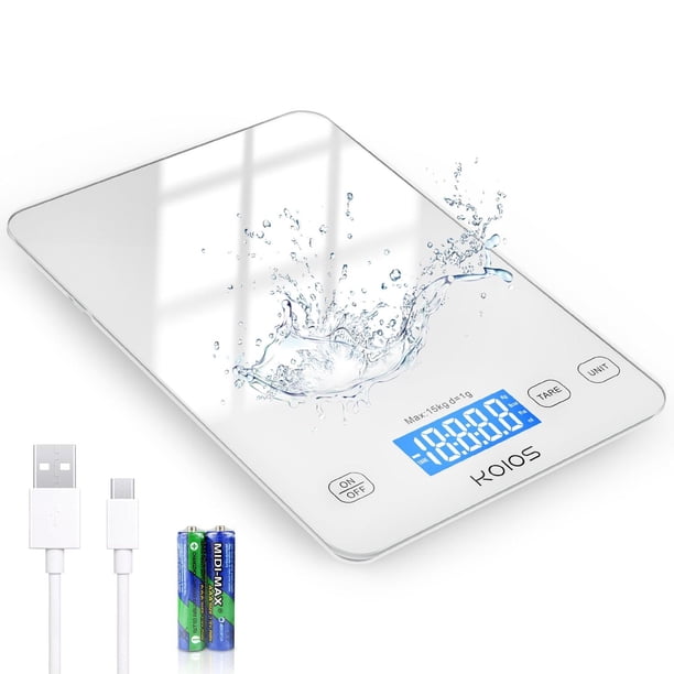 KOIOS Báscula de cocina, 33 lb/15 kg Báscula digital de alimentos de peso en gramos y onzas para coc