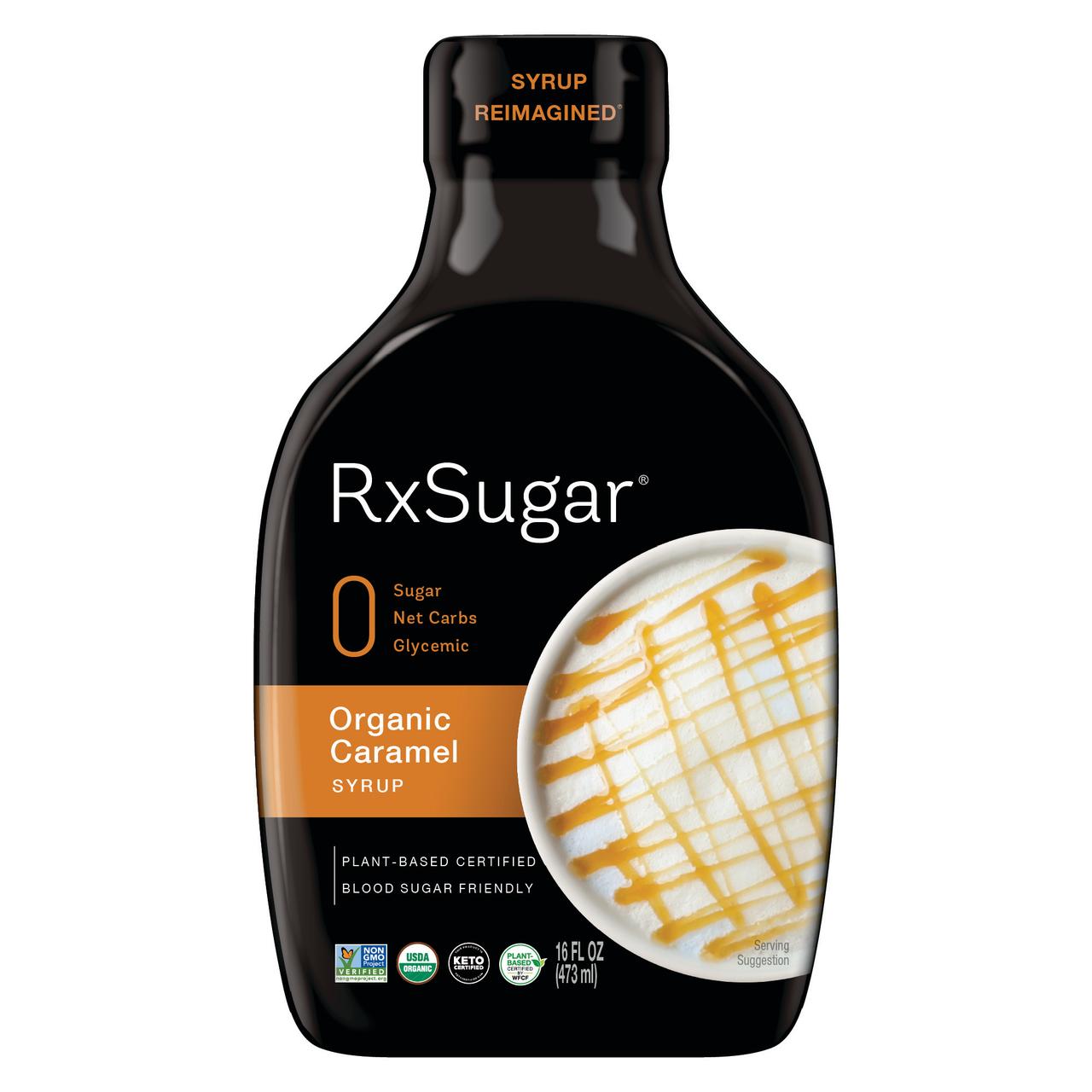 RxSugar Organic Caramel Syrup 16 fl oz Allulose USDA Organic, NonGMO