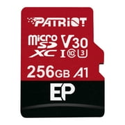 Patriot EP Series 256GB Micro SDXC V30 A1 UHS-I U3 4K UHD Memory Card - with SD Adapter - PEF256GEP31MCX