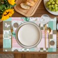 thumbnail image 4 of Spring Floral Checkered Placemats Set of 8, Turquoise Pink Buffalo Plaid Placemats for Dining Table, Place Mats for Kitchen Tabletop, Waterproof Wipeable Dining Table Mats Set, 4 of 9