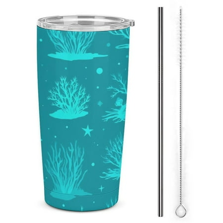 

Seamless Coral Reef Pattern Tumbler Print 20oz Stainless Steel Coffee Cup with Lid & Straw Double Wall Insulated Tumbler