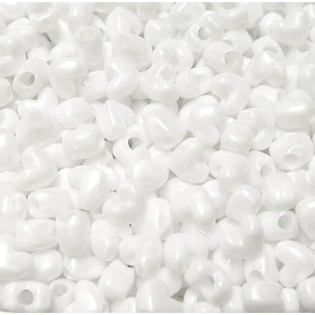 JOLLY STORE Crafts White Pearl Heart Shaped Pony Beads, Made in USA