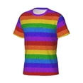 thumbnail image 5 of Vsdgher Colorful Glitter Rainbow Print Men's Dry Fit Mesh Athletic Shirts Moisture Wicking Tennis T-Shirt Tops, 5 of 9