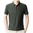 thumbnail image 2 of 3XLT Men's Polo Shirts With Collar Big And Tall Under $20 Solid-Color Fashionable Loose Casual Button Short Sleeve Turndown Collar Blouse Shirt, 2 of 7