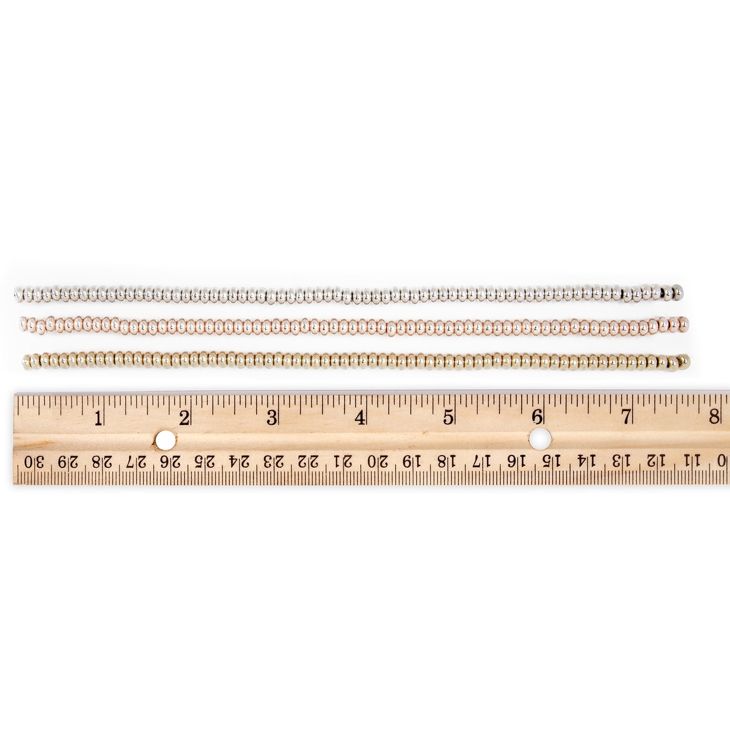 Cousin DIY 3-Strand Metallic Disk Beads, Gold/Silver/Rose, 7.5in Each, 210 Piece, Adult