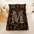 thumbnail image 5 of Erosebridal Leopard Pattern Personalized Gifts Full Size Sheets,Brown Bowtie Alphabet M Bed Sheets For Adult Women 4 Pieces, 5 of 6