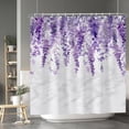 thumbnail image 3 of Violet Floral Shower Curtain Spring Plants Watercolor Botanical Leaves Shower Curtains for Bathroom Spa Bathtubs Waterproof Polyester Shower Curtain with Hooks 72x72 Inches, 3 of 6