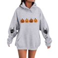 thumbnail image 1 of Chandail à Capuche d'Halloween pour Femmes, Chandail Confortable, Veste Imprimé Citrouille Mignonne, Design Mains, Tenue Décontractée Automne, 1 of 4