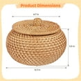 thumbnail image 3 of Hand Woven Round Rattan Basket with Lid - 6.3 Inch Small Wicker Storage Basket, Farmhouse Tabletop Decorative Organizer for Food, Bread, Picnic, Jewelry, 3 of 8